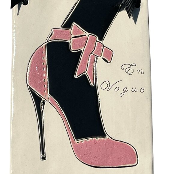 JOLINDA LINDEN STONEWARE Hanging Plaque 'En Vogue' Stiletto Heels Pink 5" x 7" - Picture 4 of 10